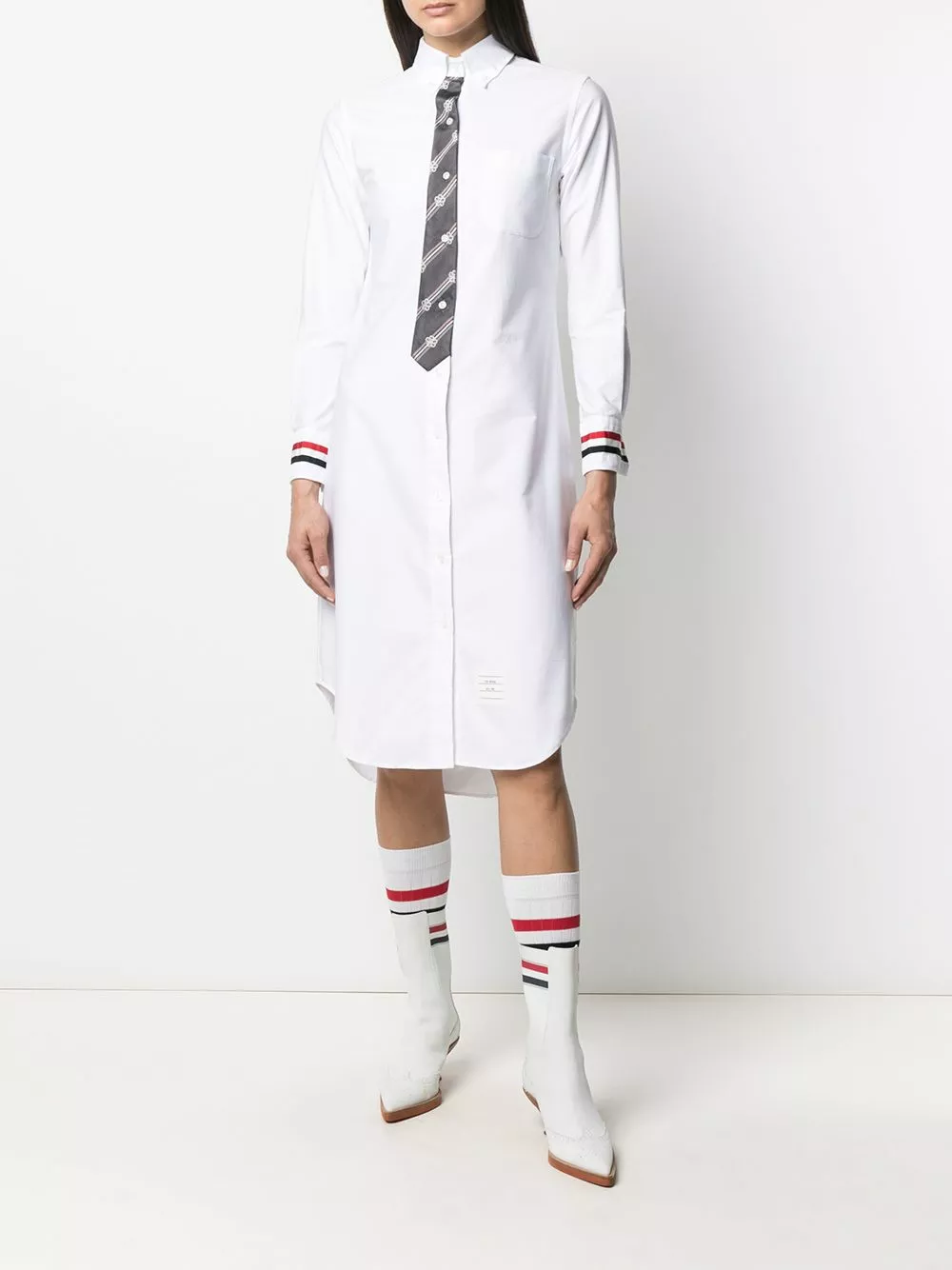 Thom Browne Button front tie detail shirt dress day dresses of women 2 Thom Browne button-front tie-detail shirt dress
