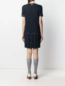 Thom Browne trompe l'oeil pleated stitch detail polo dress