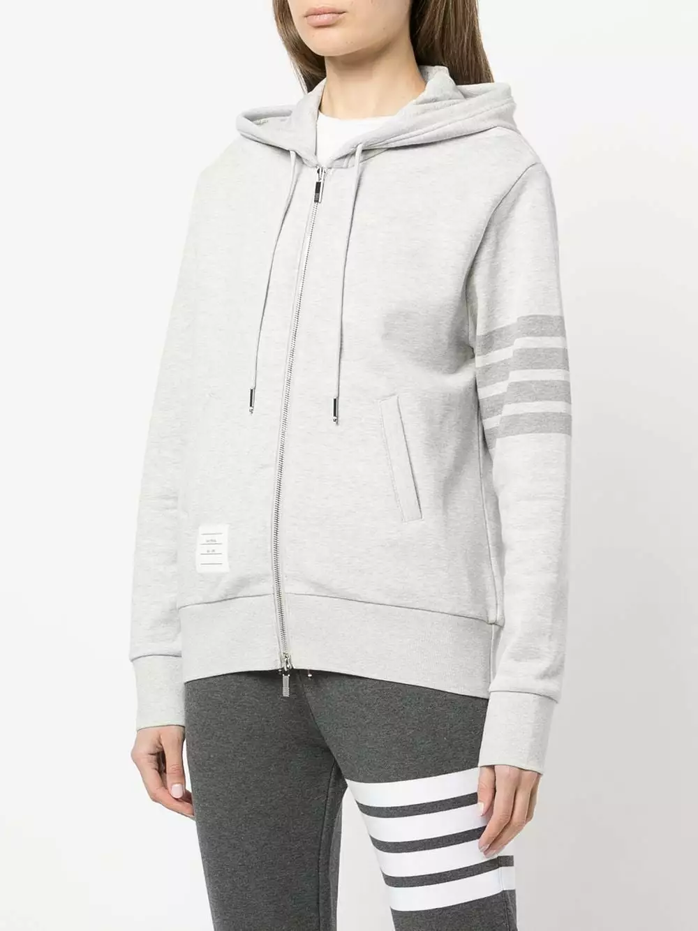 Thom Browne ZIP UP HOODIE IN CLASSIC LOOPBACK W/ TONAL 4 BAR performance sweatshirts & hoodies of women 3 Thom Browne ZIP UP HOODIE IN CLASSIC LOOPBACK W/ TONAL 4 BAR