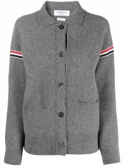 Thom Browne RWB-stripe waffle-stitch knitted jacket