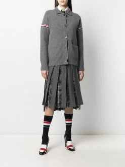 Thom Browne RWB-stripe waffle-stitch knitted jacket