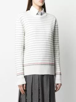 Thom Browne striped half Milano stitch crew neck jumper