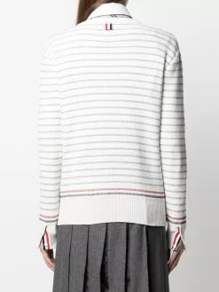 Thom Browne striped half Milano stitch crew neck jumper