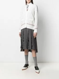 Thom Browne striped half Milano stitch V-neck cardigan