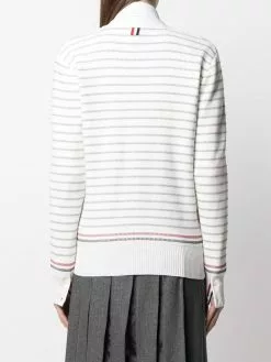 Thom Browne Striped half Milano stitch V neck cardigan cardigans of women 8 Thom Browne striped half Milano stitch V-neck cardigan