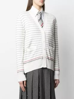Thom Browne Striped half Milano stitch V neck cardigan cardigans of women 7 Thom Browne striped half Milano stitch V-neck cardigan