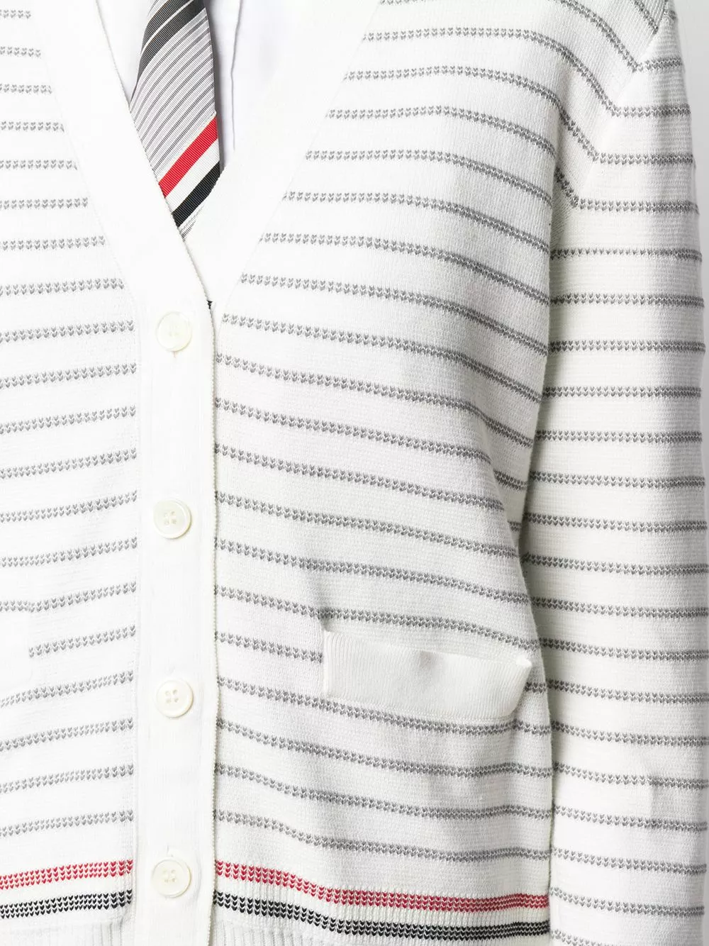 Thom Browne Striped half Milano stitch V neck cardigan cardigans of women 5 Thom Browne striped half Milano stitch V-neck cardigan