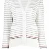 Thom Browne striped half Milano stitch V-neck cardigan