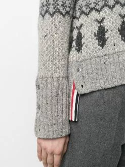 Thom Browne jacquard v-neck knitted jumper