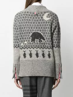Thom Browne jacquard v-neck knitted jumper