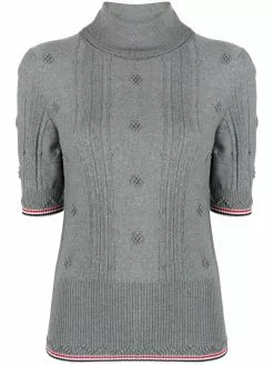 Thom Browne RWB stripe short-sleeved roll neck jumper