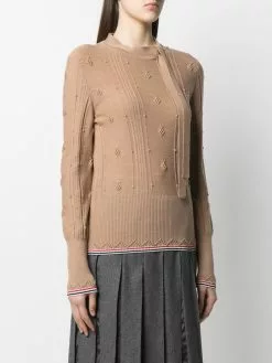 Thom Browne tie neck bubble-knit jumper