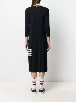 Thom Browne 4-Bar stripe pleat-detail knitted dress