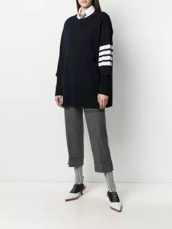 Thom Browne exaggerated fit crew neck 4-Bar jumper