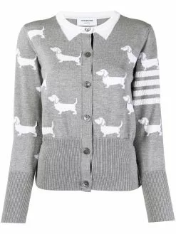 Thom Browne Hector 4-Bar intarsia-knit cardigan