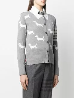 Thom Browne Hector 4-Bar intarsia-knit cardigan