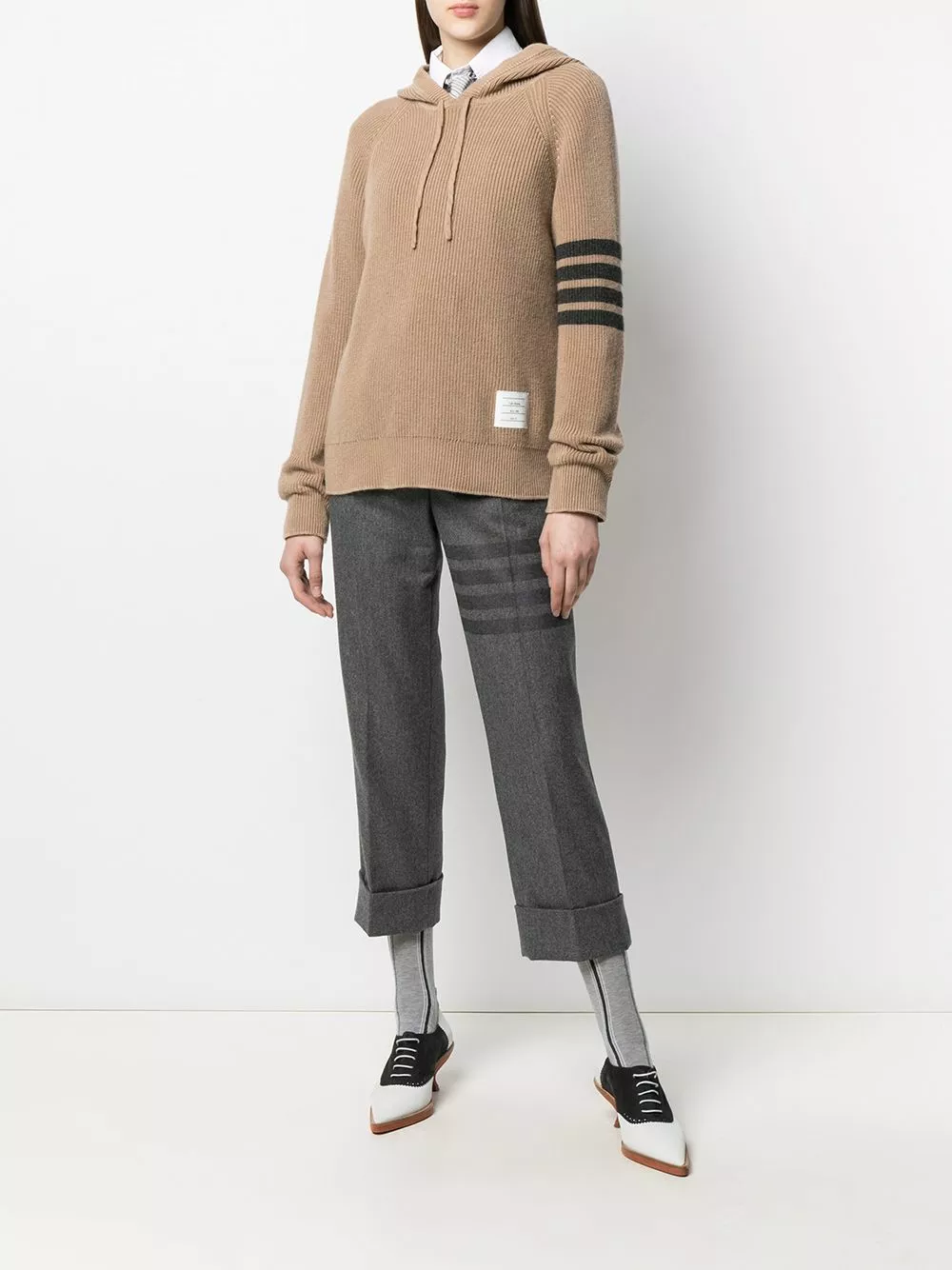 Thom Browne 4 Bar garment dye half cardigan stitch hoodie hoodies of women 2 Thom Browne 4-Bar garment dye half cardigan stitch hoodie