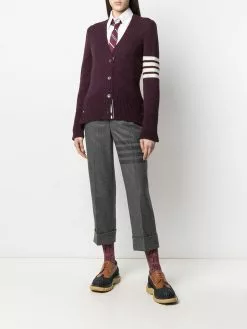 Thom Browne 4-Bar jersey stitch classic V-neck cardigan