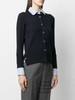 Thom Browne crew neck cardigan-shirt combo