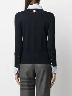 Thom Browne crew neck cardigan-shirt combo