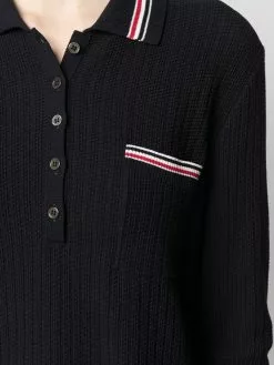 Thom Browne RWB stripe textured stitch polo dress