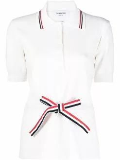 Thom Browne RWB-belt oversized polo shirt