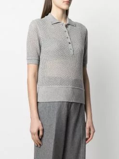 Thom Browne mesh cashmere polo shirt