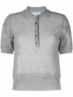 Thom Browne mesh cashmere polo shirt