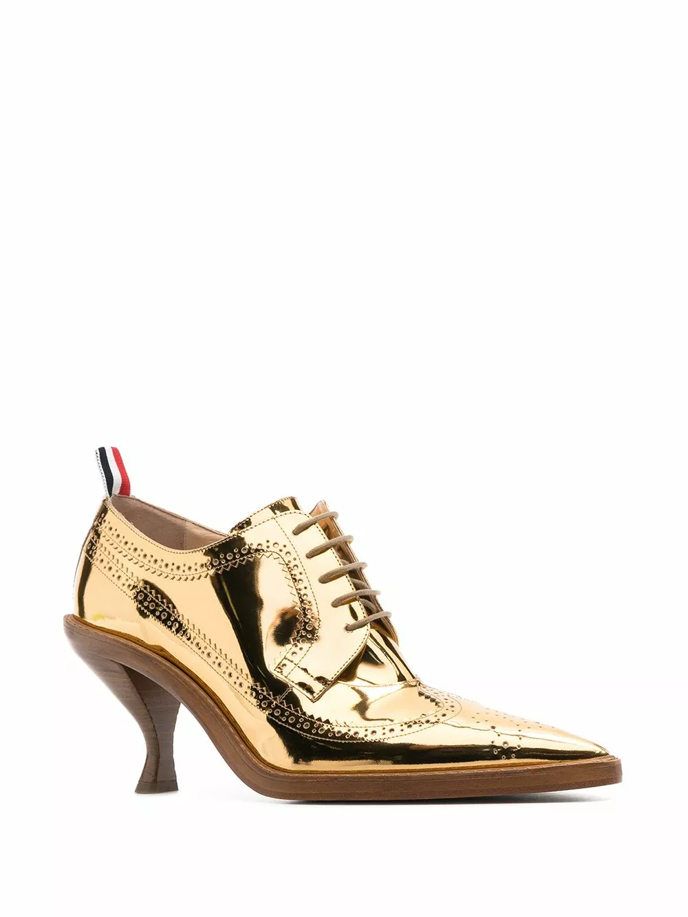 Thom Browne Metallic longwing brogues with sculpted heel brogues & oxfords of women 2 Thom Browne metallic longwing brogues with sculpted heel