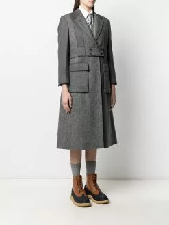 Thom Browne Norfolk open-pleat back overcoat