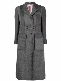 Thom Browne Norfolk open-pleat back overcoat