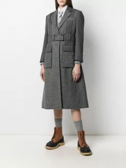 Thom Browne Norfolk open-pleat back overcoat