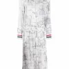 Thom Browne animal print pleated shirt dress
