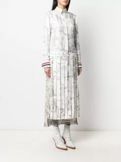 Thom Browne animal print pleated shirt dress