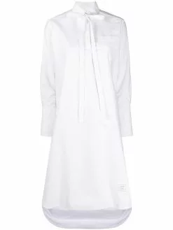 Thom Browne tie-fastening long-sleeve shirt dress