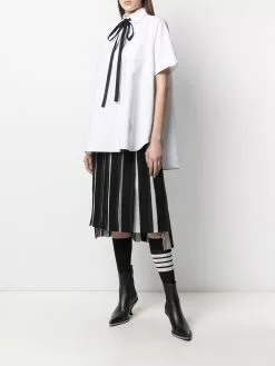Thom Browne tie-fastening short-sleeve shirt
