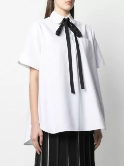 Thom Browne tie-fastening short-sleeve shirt