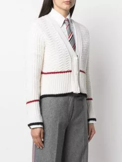 Thom Browne Fun-mix link-stitch cardigan