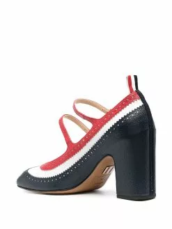 Thom Browne trim-colour cross-strap detail brogued mary-jane pumps