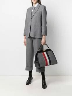 Thom Browne wool-cashmere blend cropped sack trouser