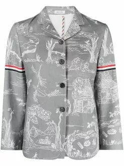Thom Browne mix-print cotton blazer