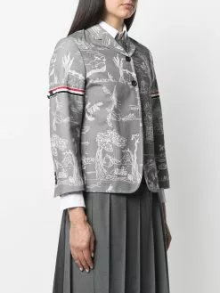 Thom Browne mix-print cotton blazer