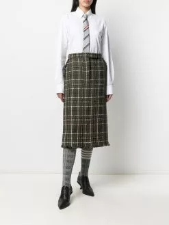 Thom Browne tartan check tweed sack skirt