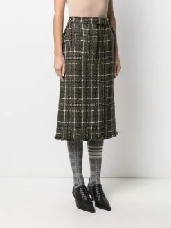 Thom Browne tartan check tweed sack skirt