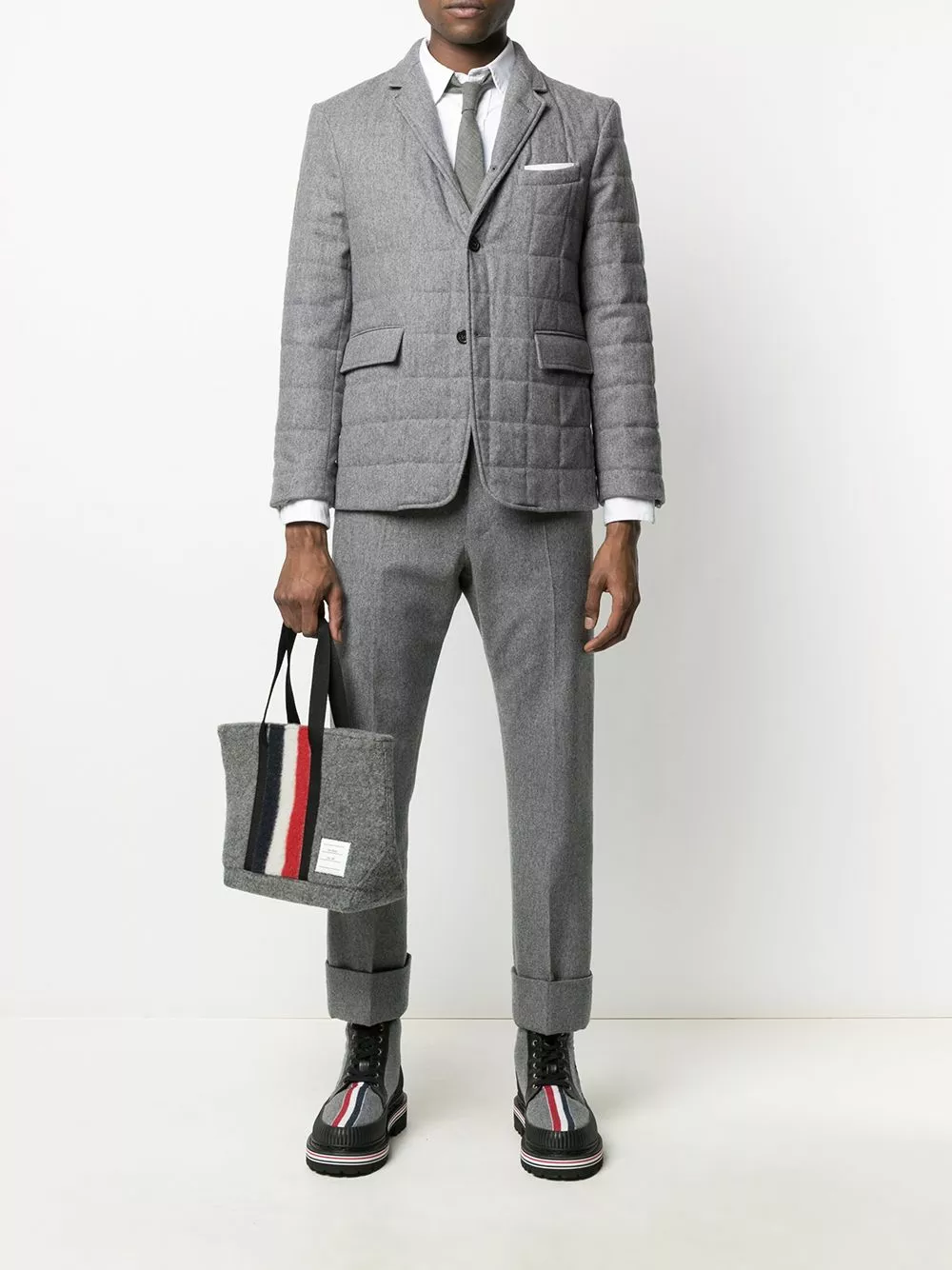 Thom Browne Striped felt tote bag tote bags of men 2 Thom Browne striped felt tote bag