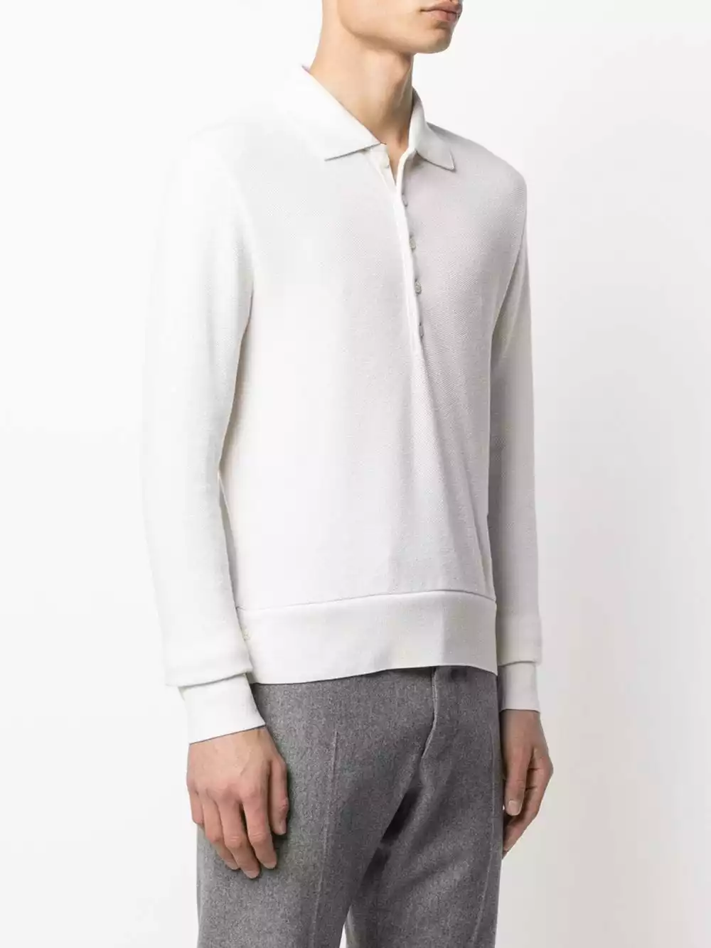 Thom Browne Long sleeved cashmere polo shirt polo shirts of men 3 Thom Browne long-sleeved cashmere polo shirt
