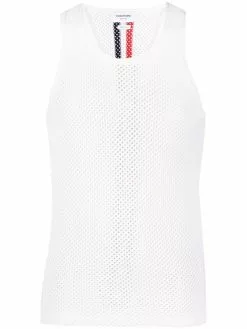 Thom Browne RWB stripe perforated tank top