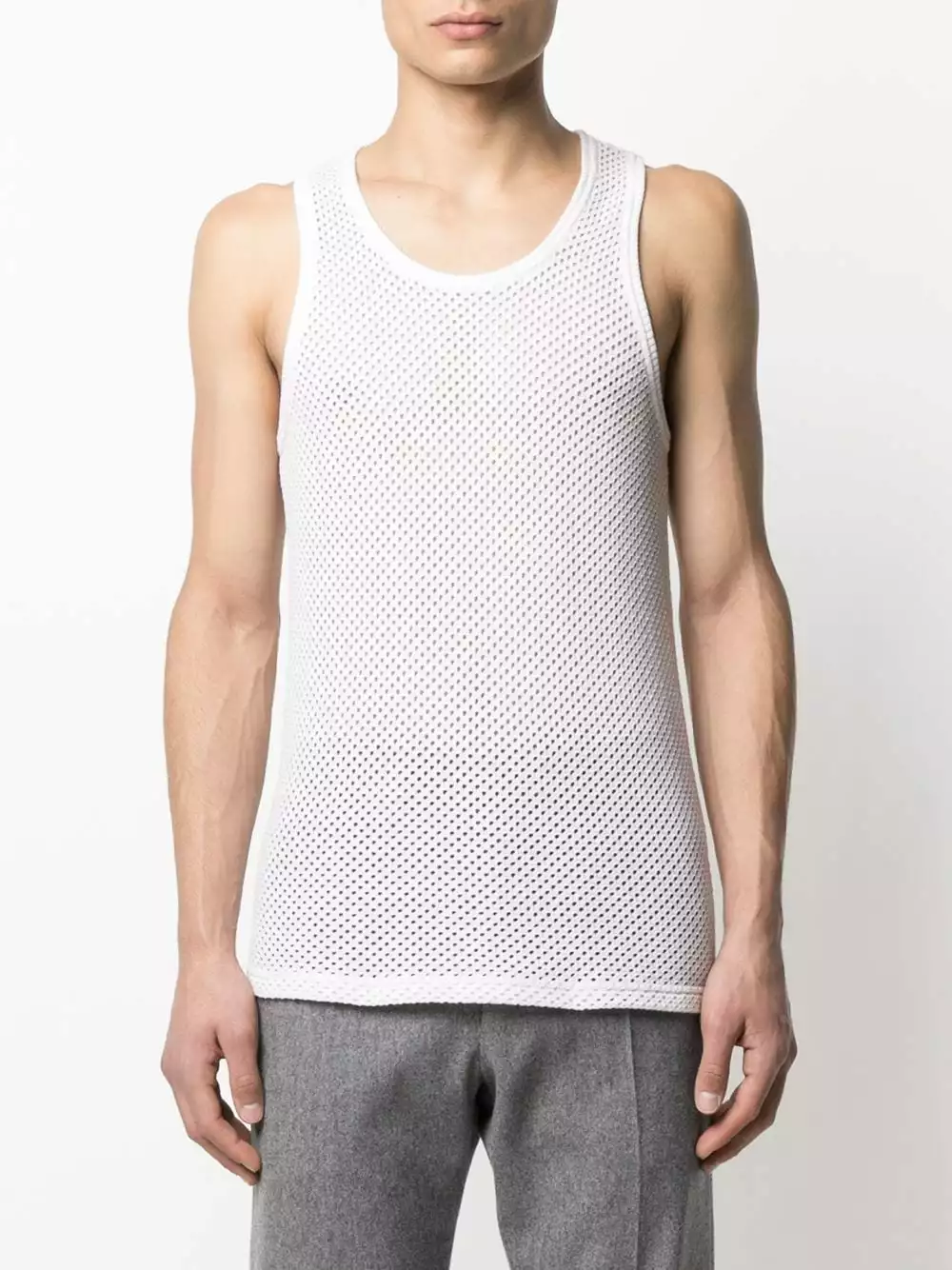 Thom Browne RWB stripe perforated tank top vests & tank tops of men 3 Thom Browne RWB stripe perforated tank top