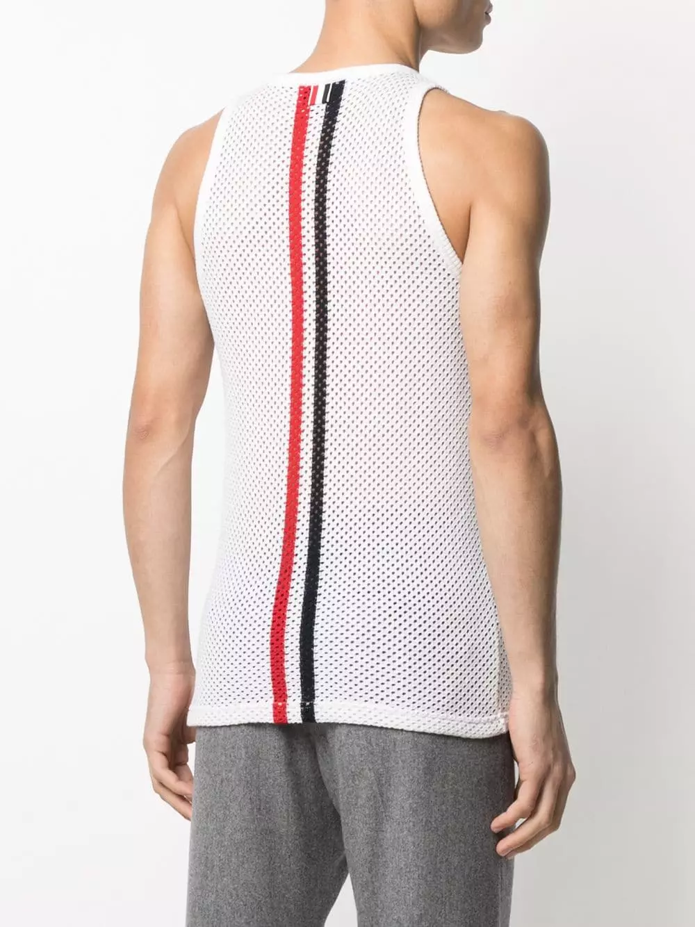 Thom Browne RWB stripe perforated tank top vests & tank tops of men 4 Thom Browne RWB stripe perforated tank top