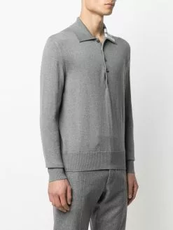 Thom Browne 4-Bar long-sleeved polo shirt